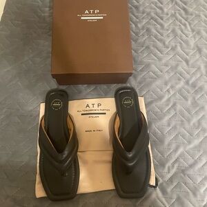 ATP Atelier Vione Black Nappa Sandal Flip Flop Size 39